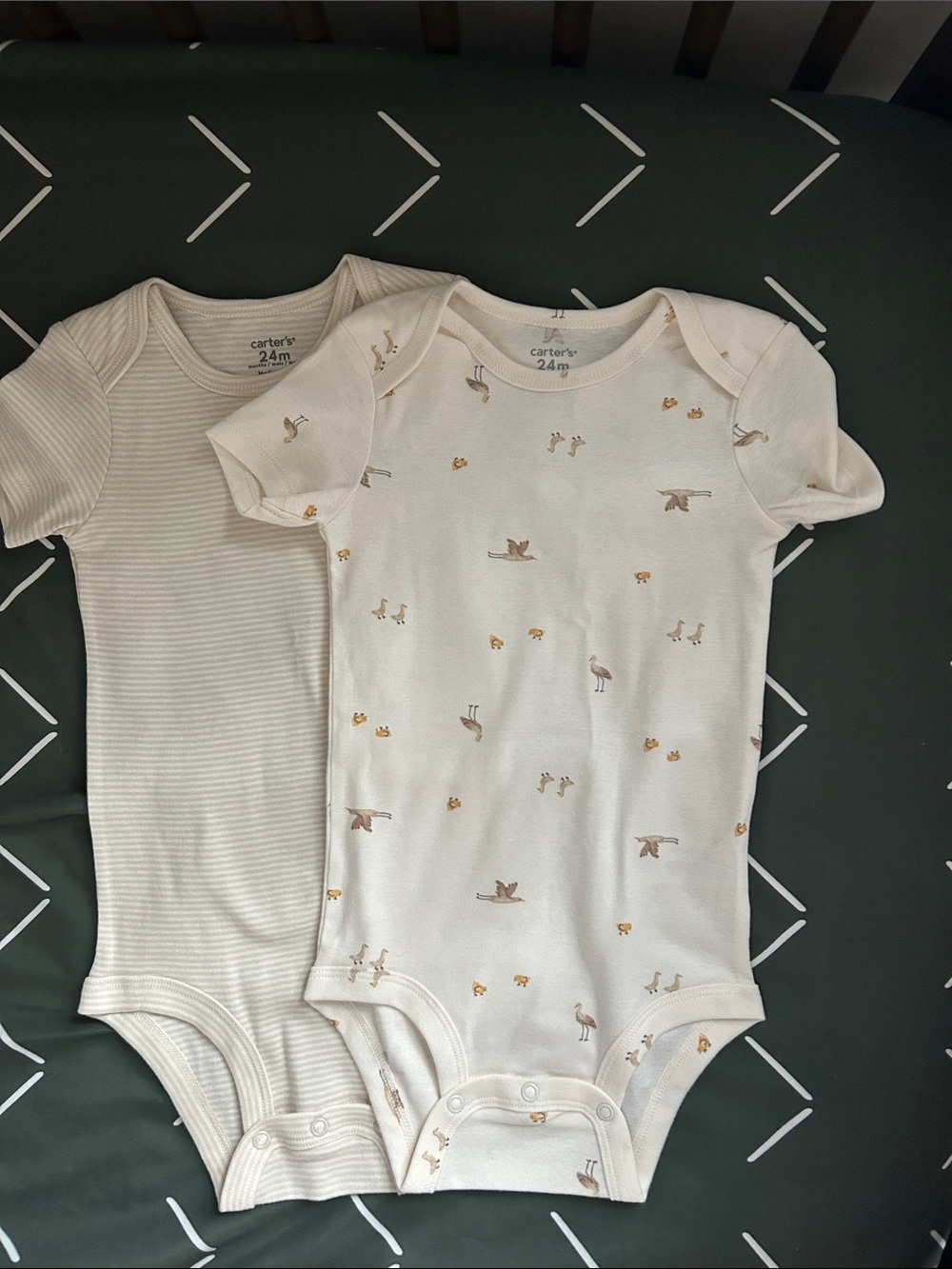 Carter's Cream Short-Sleeve Baby One-Piece Bodysuits - 24M (2-Pack)